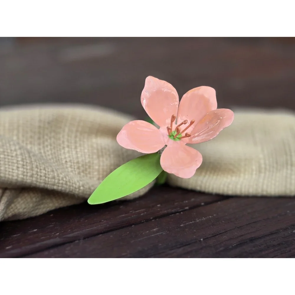 Set of‎ 11 Pink Metal Flowers Garden Art Yard Decor Stems Wire Hanger